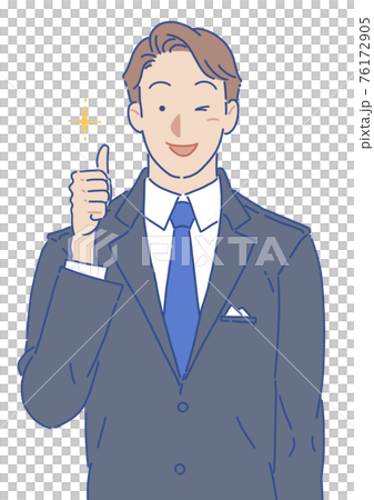 サムズアップをするスーツの男性 ウインク シンプル サムズアップをするスーツの男性 ウインク シンプル 76172905