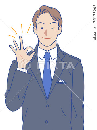 OKサインを出すスーツの男性 ウインク シンプル 76173008