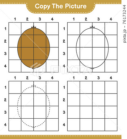Copy the picture, copy the picture of Kiwi using grid lines. Educational children game, printable worksheet, vector illustration 76173244