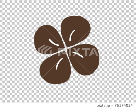 かわいいクローバー（ブラウン色）／手書きイラスト素材 76174034