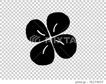 かわいいクローバー(クロ色)/手書きイラスト素材 かわいいクローバー(クロ色)/手書きイラスト素材 76174037