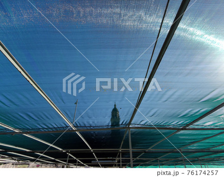 old abandoned greenhouse broken windows 76174257