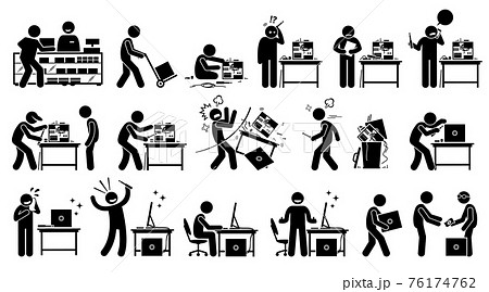 Man fixing, repairing, setup, and assembling a new PC by custom build the computer. Vector artwork depicts a computer technician upgrading and setting up a new computer with hardware parts. 76174762