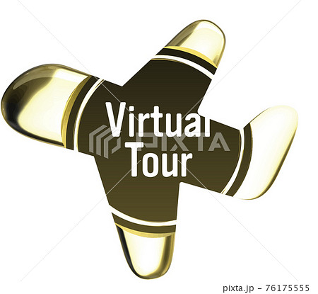 VirtualTour 飛行機のシーリングワックス風フレーム金 ベクターイラスト VirtualTour 飛行機のシーリングワックス風フレーム金 ベクターイラスト 76175555