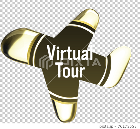 VirtualTour 飛行機のシーリングワックス風フレーム金 ベクターイラスト VirtualTour 飛行機のシーリングワックス風フレーム金 ベクターイラスト 76175555