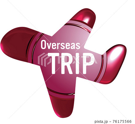 OverseasTrip 飛行機のシーリングワックス風フレーム赤 ベクターイラスト OverseasTrip 飛行機のシーリングワックス風フレーム赤 ベクターイラスト 76175566