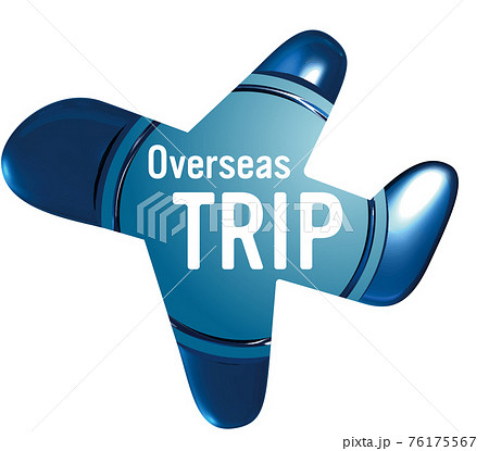 OverseasTrip 飛行機のシーリングワックス風フレーム青 ベクターイラスト OverseasTrip 飛行機のシーリングワックス風フレーム青 ベクターイラスト 76175567
