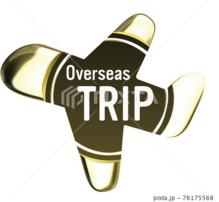 OverseasTrip 飛行機のシーリングワックス風フレーム金 ベクターイラスト OverseasTrip 飛行機のシーリングワックス風フレーム金 ベクターイラスト 76175568