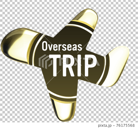 OverseasTrip 飛行機のシーリングワックス風フレーム金 ベクターイラスト OverseasTrip 飛行機のシーリングワックス風フレーム金 ベクターイラスト 76175568