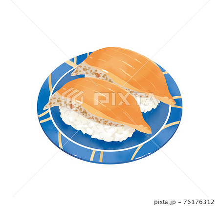 リアルで美味しそうなサーモンのお寿司のイラストレーションのイラスト素材