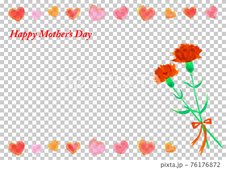 水彩カーネーションとハートの母の日のフレーム 水彩カーネーションとハートの母の日のフレーム 76176872