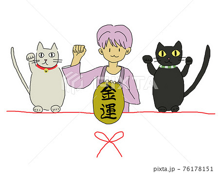 招き猫ポーズ白1 76178151