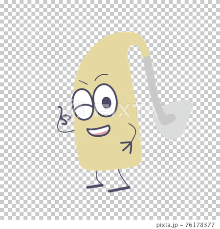 かわいい耳かけ補聴器キャラクターが いいねしているイラストのイラスト素材