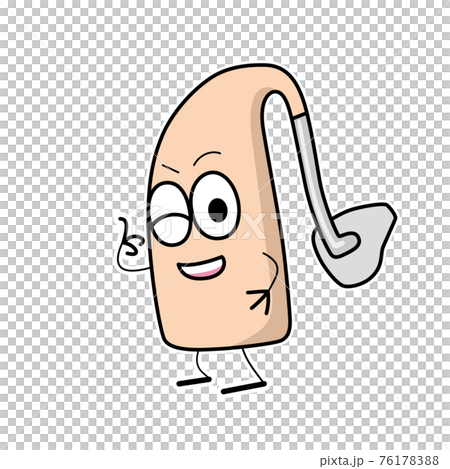 かわいい耳かけ補聴器キャラクターが いいねしているイラストのイラスト素材 7617
