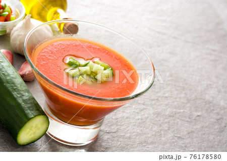 Traditional Spanish cold gazpacho soup 76178580