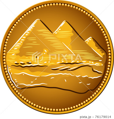 vector obverse Egyptian money gold coin pyramids vector obverse Egyptian money gold coin pyramids 76179014