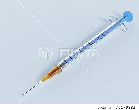 25ゲージ針の注射器 青背景のイラスト素材