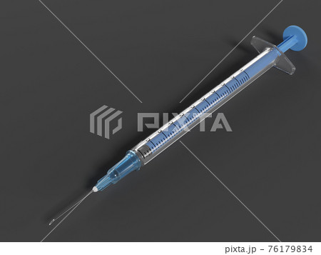 23ゲージ針の注射器 黒背景のイラスト素材