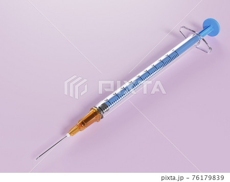 25ゲージ針の注射器 ピンク背景のイラスト素材