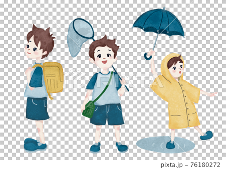 男の子のイラスト 複数のポーズのイラスト素材