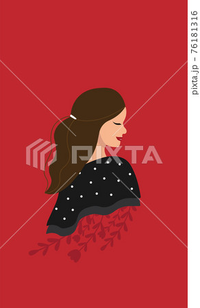 Vector minimalistic profile portrait of a beautiful girl 76181316