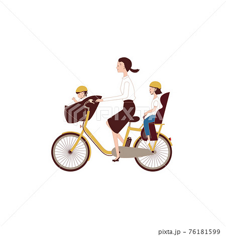 電動アシスト自転車　三人乗り　お母さんと子供二人 76181599