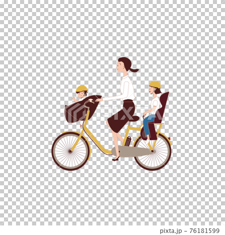 電動アシスト自転車　三人乗り　お母さんと子供二人 76181599