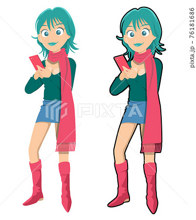 ロングマフラー,スマホ,girls  76181686