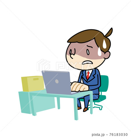 オフィスワークの男性 不安のイラスト素材
