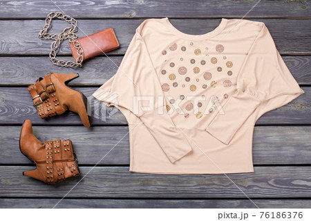 Collection collage of women's clothing and accessories. 76186376