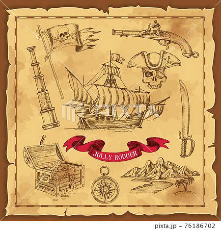 Pirate Elements Hand Drawn Concept 76186702