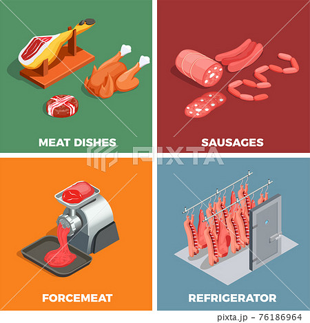 Butcher Shop Isometric Concept 76186964