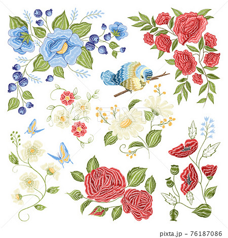 Floral Embroidery Colorful Pattern Pattern 76187086