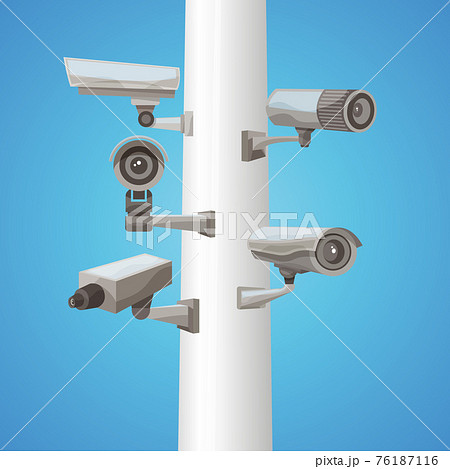 Surveillance Camera On Pillar 76187116