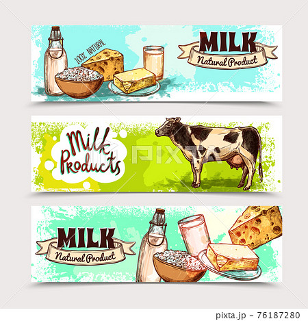 Milk Products Banner Set Milk Products Banner Set 76187280