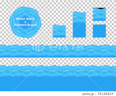 橫向捲軸遊戲水橫截面地塊和圖案筆刷_插畫素材 76188824