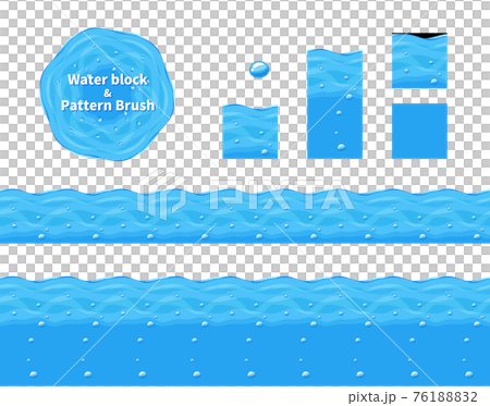 Side-scrolling game water cross section ground_foam_blocks and pattern brush_illustration material 76188832