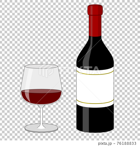 グラスに注がれた赤ワインのイラスト素材 7618