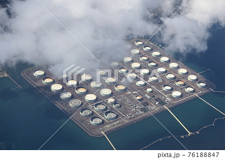 石油コンビナート、空撮、鹿児島 76188847