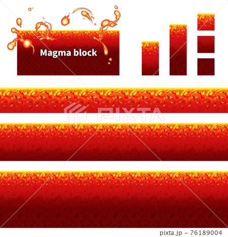 横スクロールゲームのマグマの地面 ブロック イラスト素材のイラスト素材