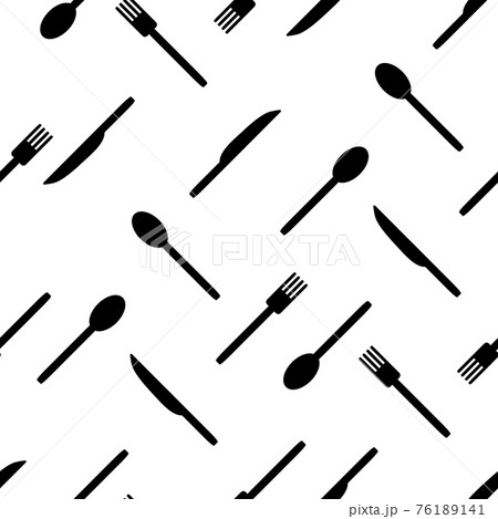 カトラリーのシームレスパターン　ブラック 76189141