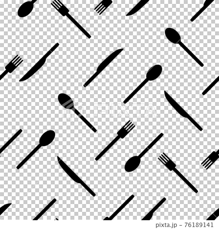カトラリーのシームレスパターン　ブラック 76189141