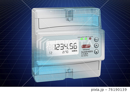 Visualization 3d cad model of electric meter, blueprint. 3D rendering 76190139