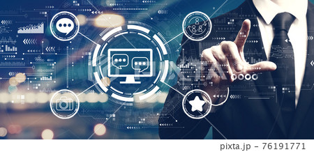 Social media theme with a man on city background Social media theme with a man on city background 76191771