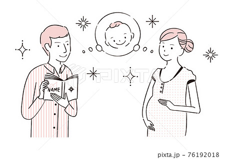 手描き1color マタニティ　赤ちゃんの名づけを考える 76192018