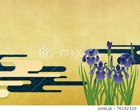 菖蒲　金箔背景素材 76192320
