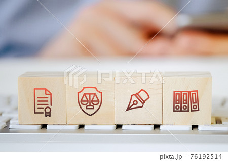 Concept of the foundations of the legal system and the work of lawyers on wooden cubes 76192514