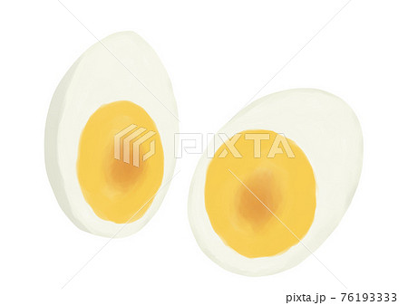 半分に切ったゆで卵（手描き） 76193333