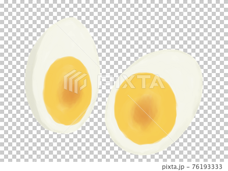 半分に切ったゆで卵（手描き） 76193333