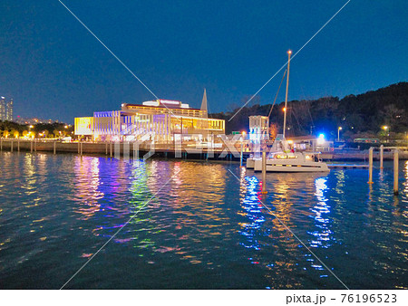Night view of haeundae sea, Busan, South Korea, Asia. Night view of haeundae sea, Busan, South Korea, Asia. 76196523
